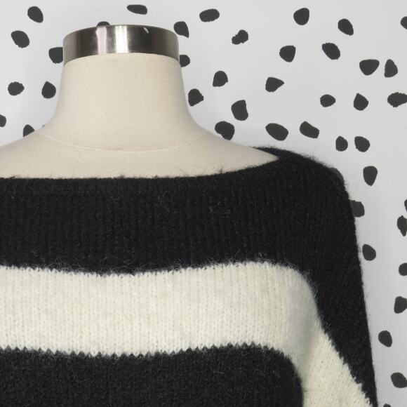 For Love & Lemons Black & White Striped Meggy Oversized Sweater - Picture 3 of 10